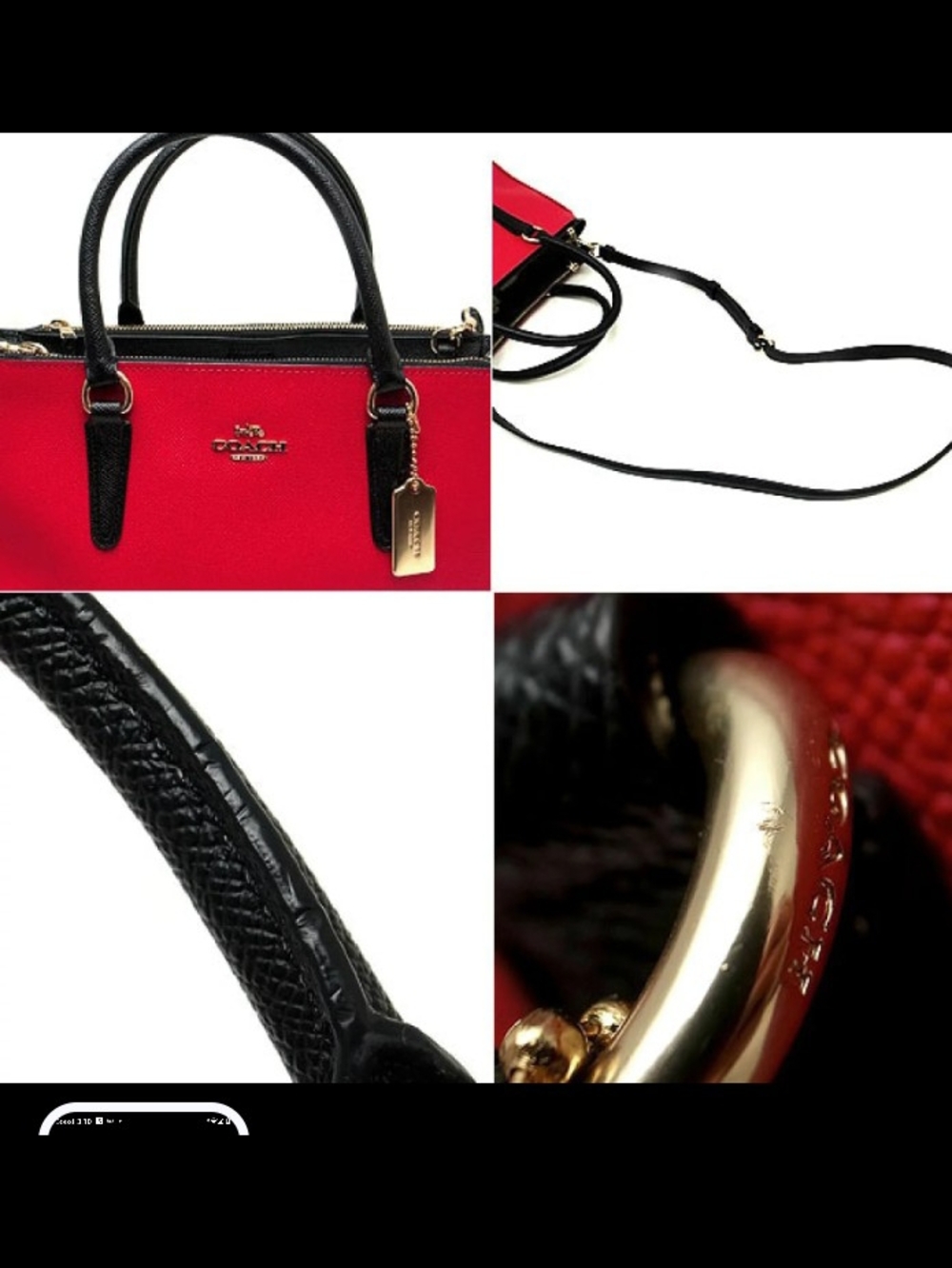 Coach Red and White Leather Satchel with Matching Wallet - Picture 5 of 16
